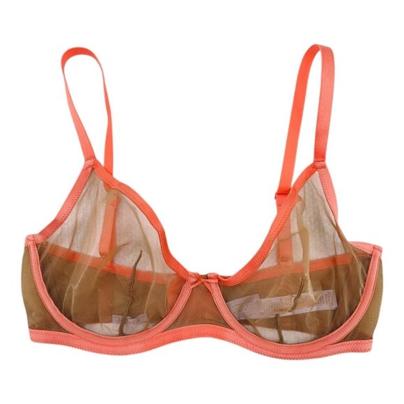Savage X Fenty Womens 34DDD/Small Neon Nights Sheer Demi Bra and Boy Brief Set N - Picture 3 of 8